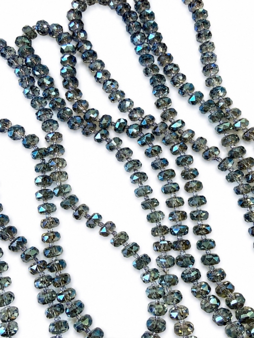 Beautiful cornflower blue electroplated glass bead strand